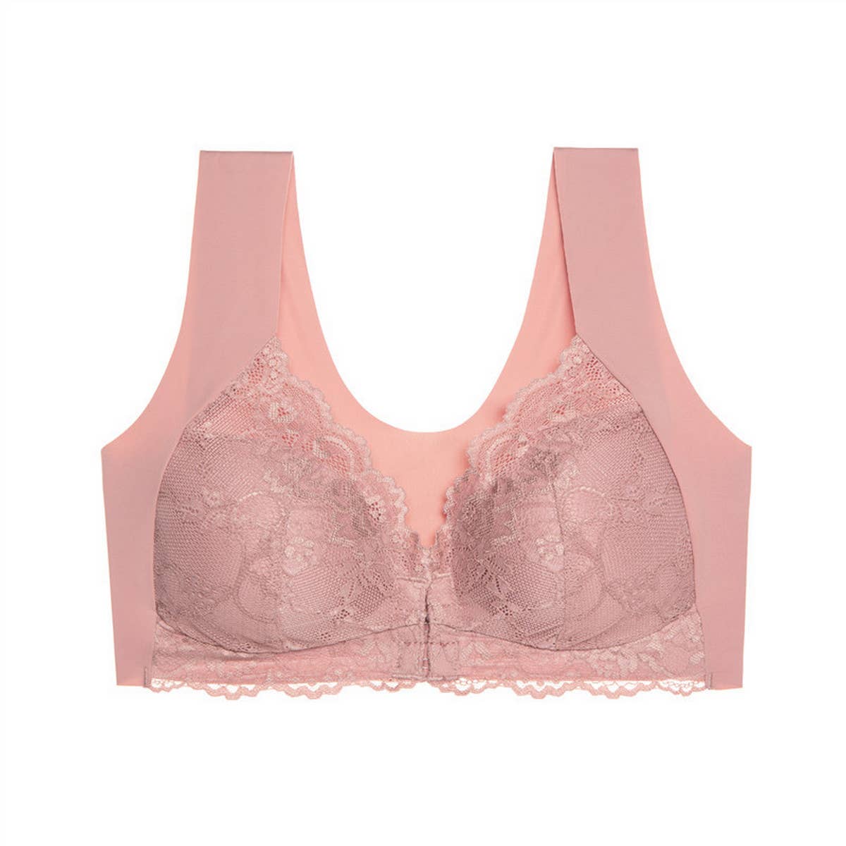 FRONT BUTTON SEAMLESS GATHERED THIN BRALETTE