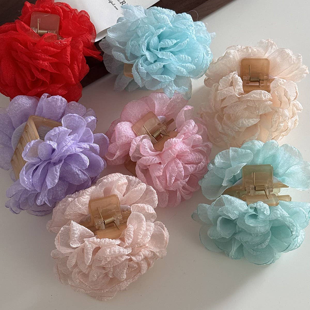 NEW SUPER FAIRY GAUZE ROSE FLOWER CLIP_CWAHA4685