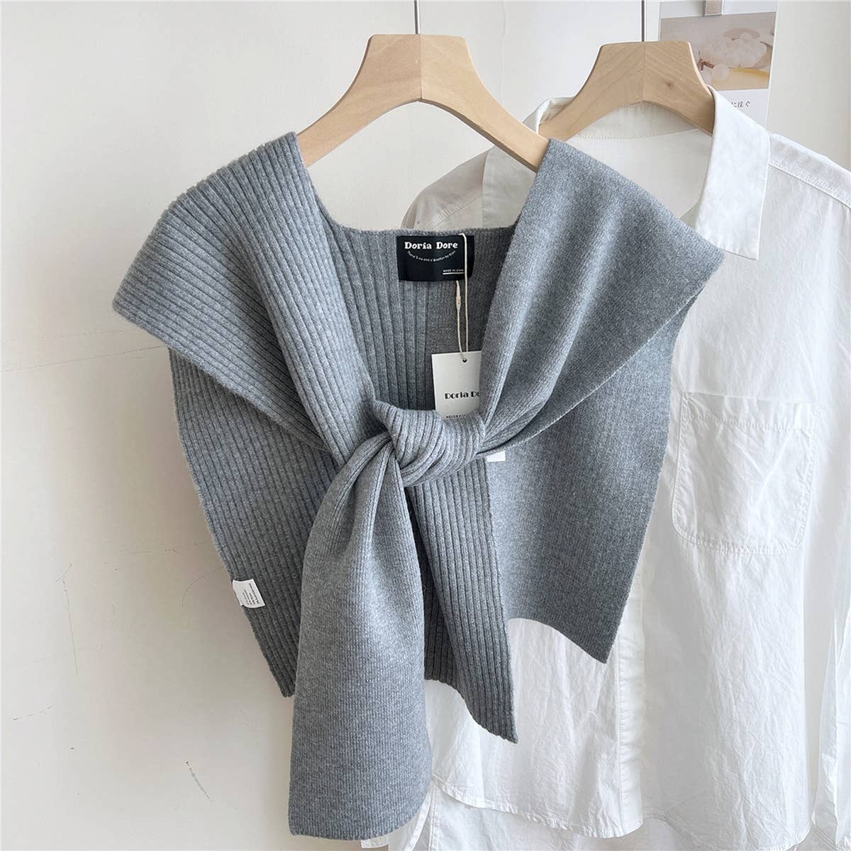 CWASC2383_KNITTED SHAWL KNOTTED SHIRT WOMEN'S SCARF