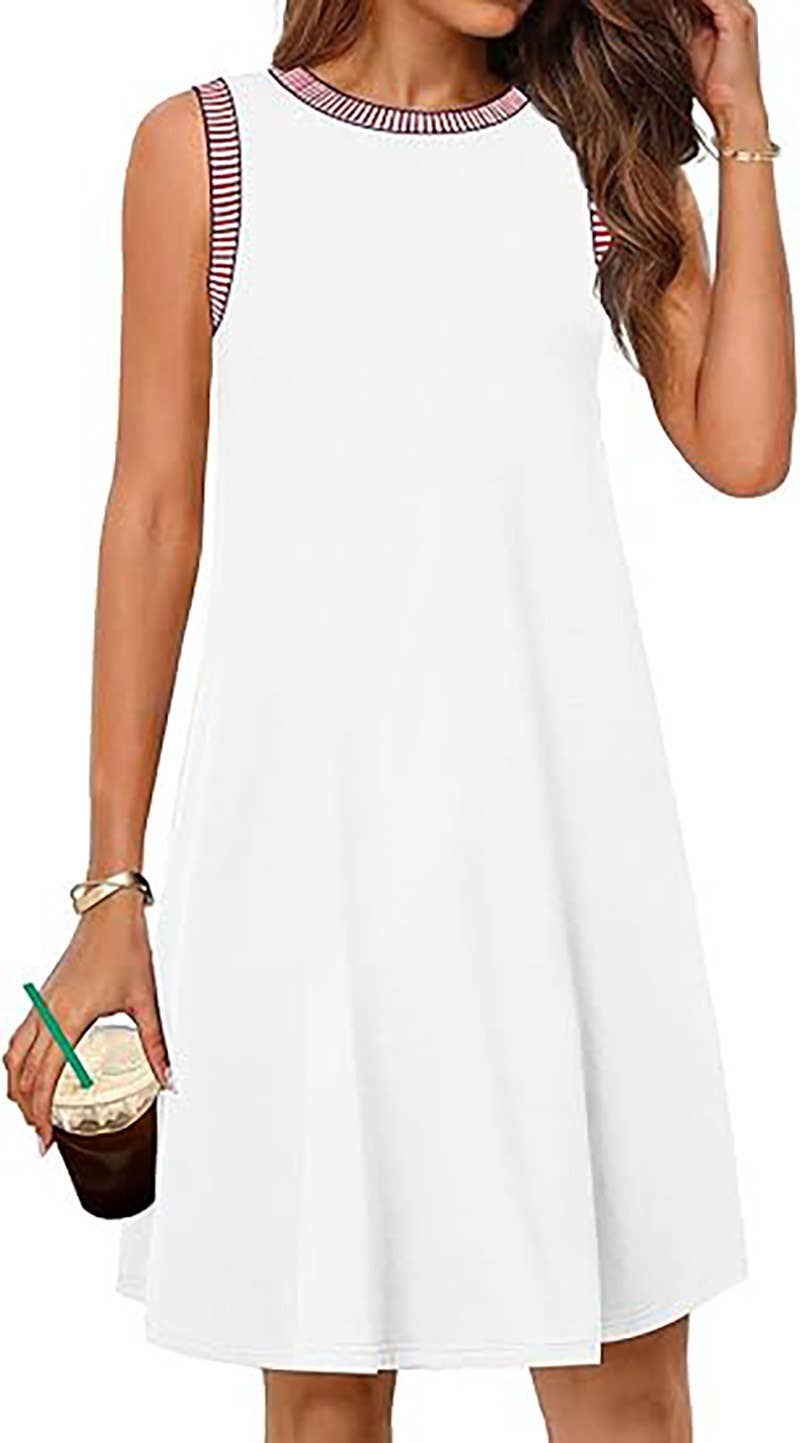 CREW-NECK LOOSE CASUAL SLEEVELESS MINI DRESS
