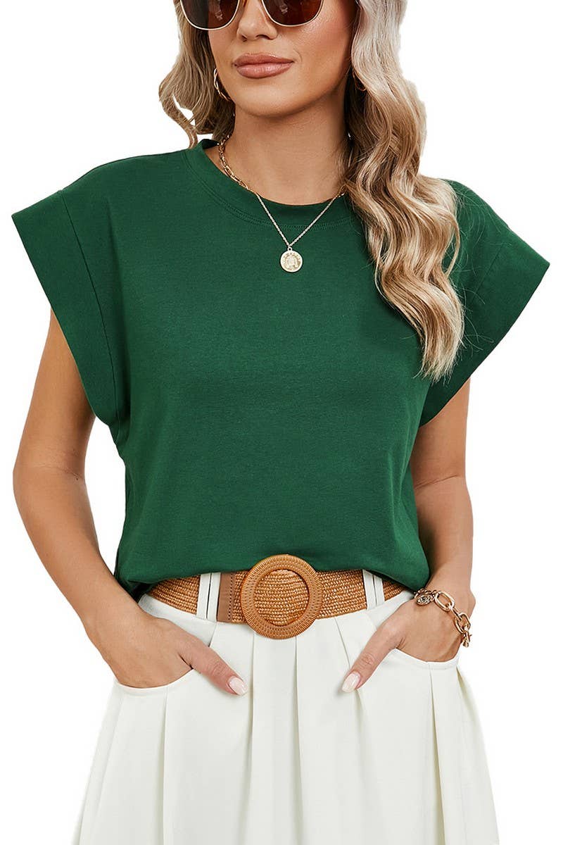 CWTBLS0864_ROUND NECK SOLID COLOR RAGLAN SLEEVE T-SHIRT