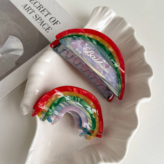 Sweet Rainbow Acetate Half-Moon Claw Clip ? Medium