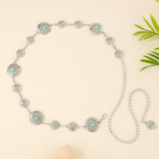 Bohemian ethnic style metal patterned waist chain