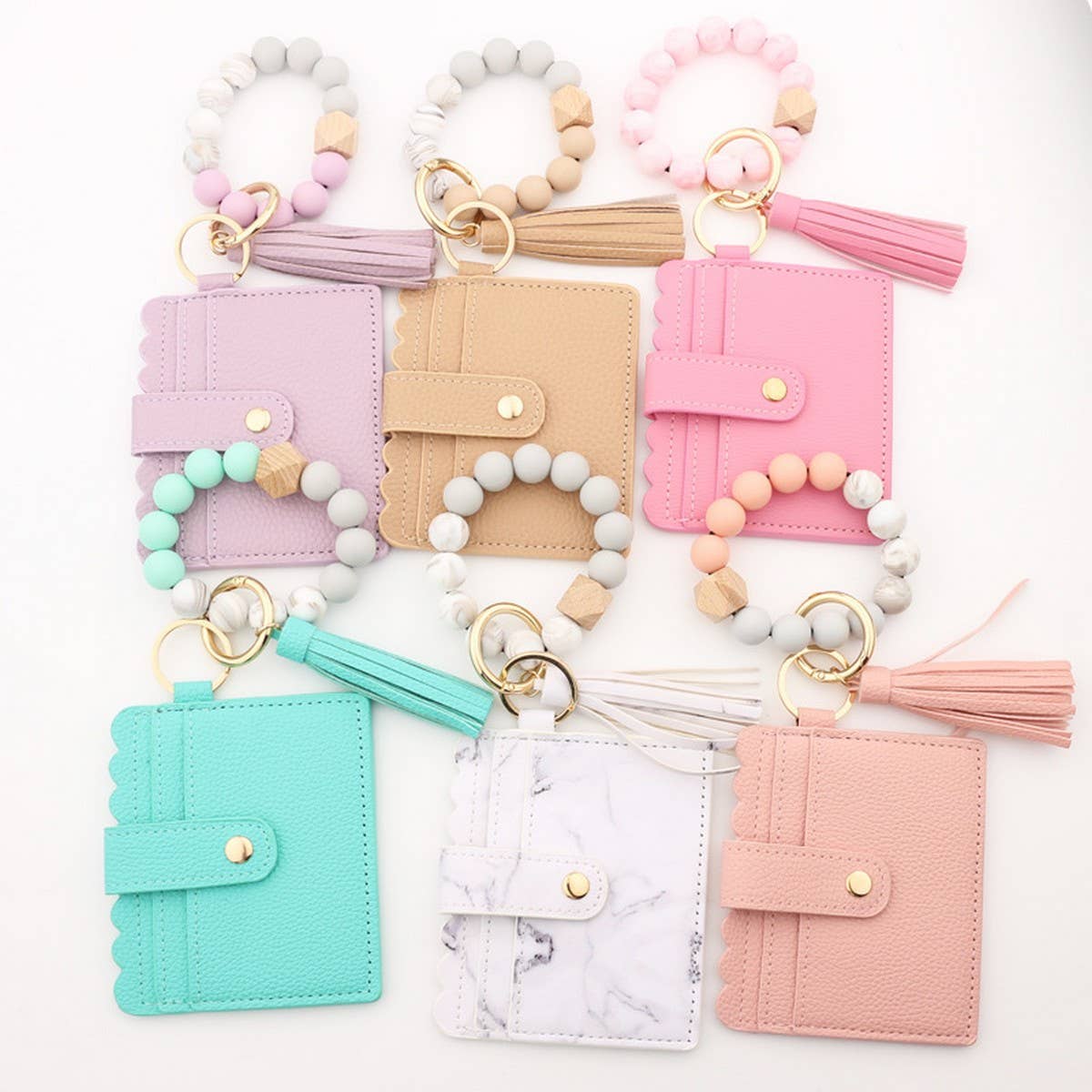 LEATHER WALLET TASSEL KEYCHAIN BRACELET