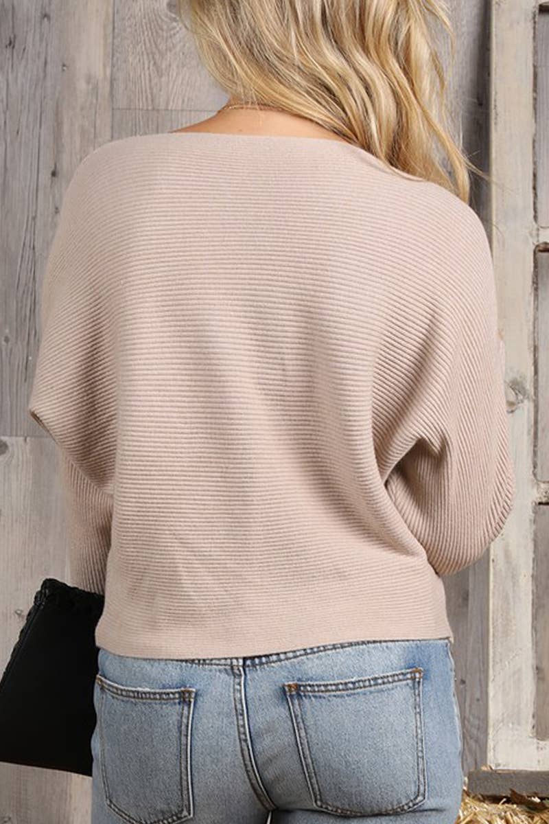 CWOSWL647_ONE SIDE OFF SHOULDER SOFT SWEATER RIB TOP