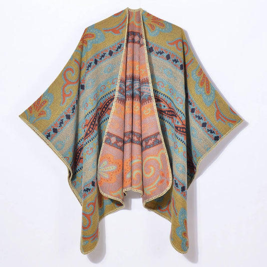 VINTAGE INTERWOVEN VINE FLOWER WARM SHAWL