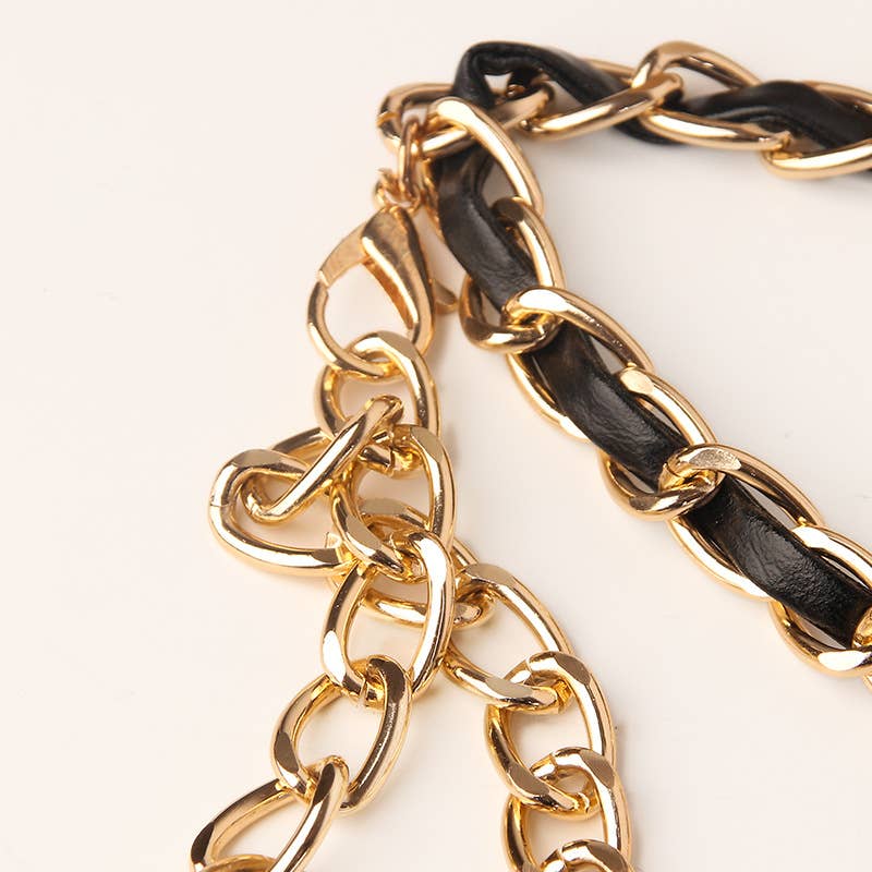 Human figure pendant metal leather waist chain