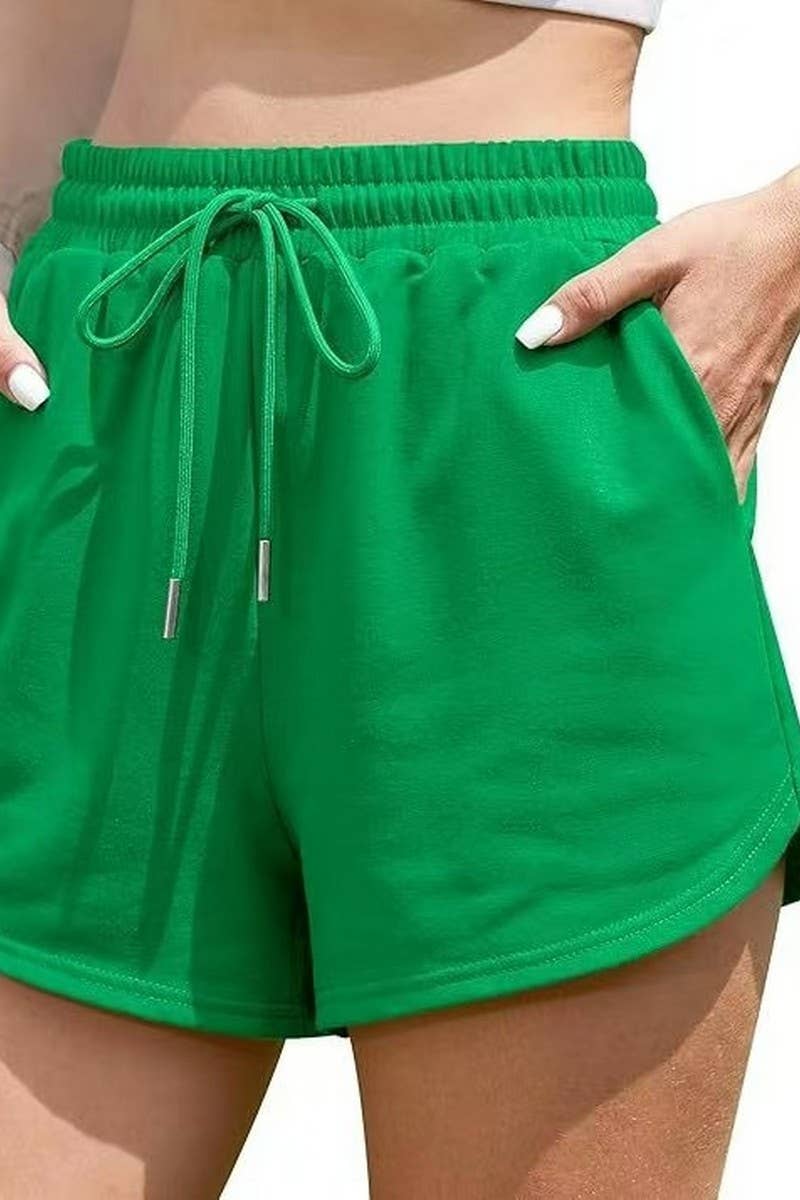 CWBSP0567_SOLID COLOR DRAWSTRING POCKET ATHLETIC SHORTS