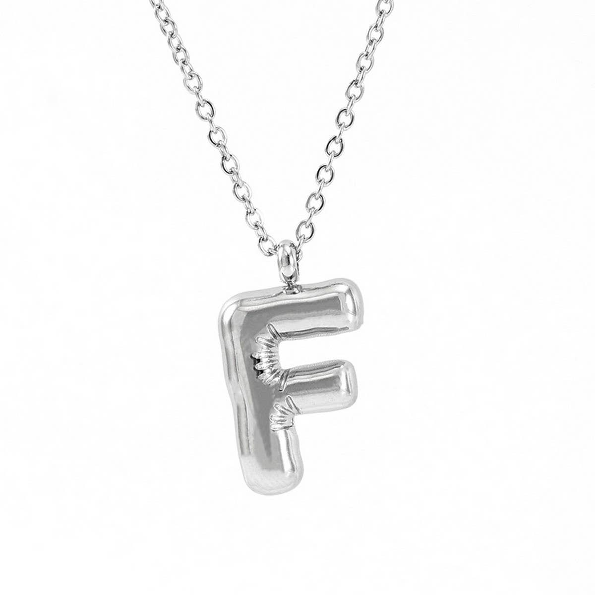 CWAJE1946_Steel Color Bubble Letter Necklace