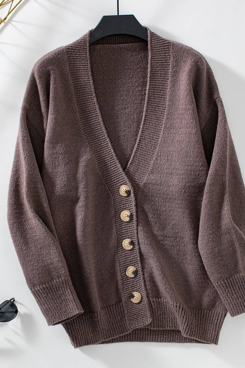 CWOCAL0863_SOLID COLOR SINGLE-BREASTED KNITTED SWEATER COAT