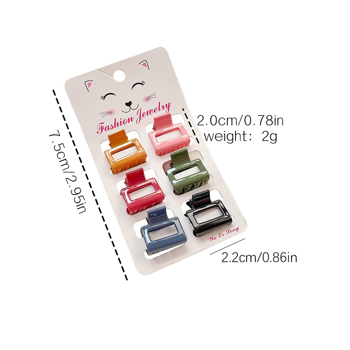 6pcs Candy Color Mini Hair Claws - Cute Bang Clips_CWAHA0727