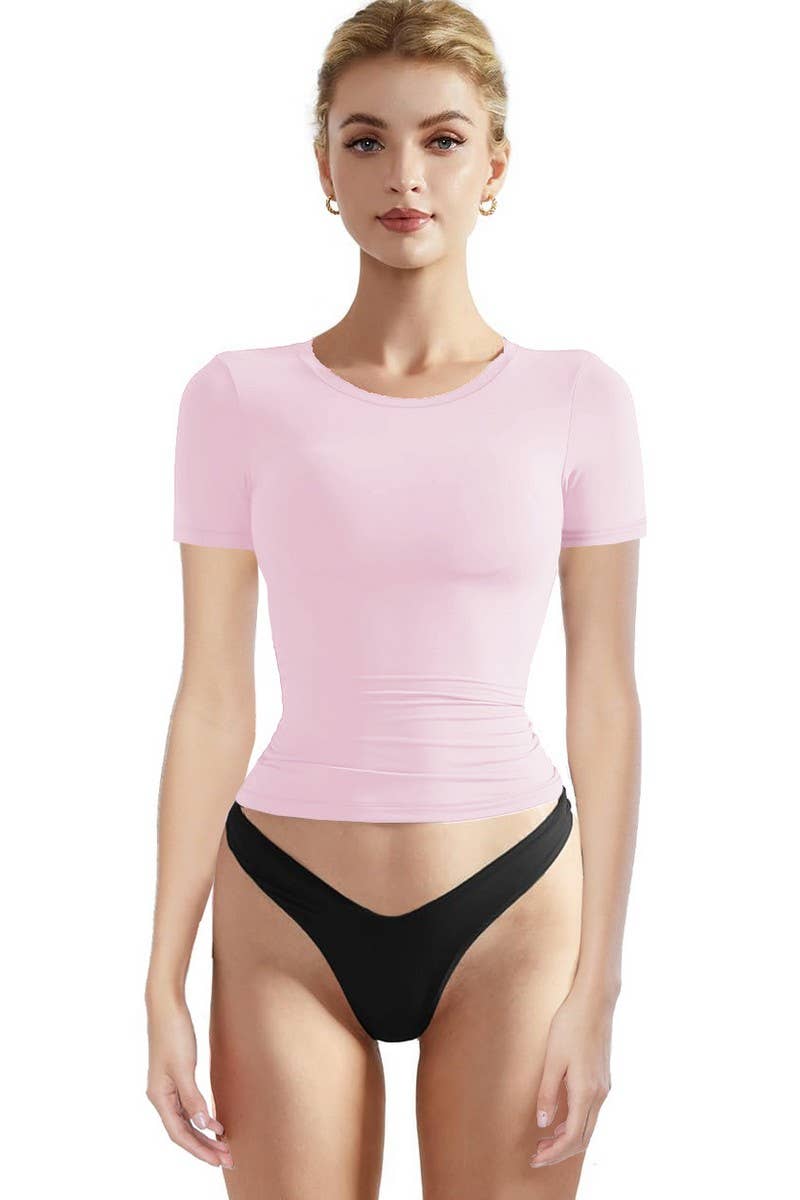 CWTBLS2209_CASUAL SLIM FIT SOLID SHORT SLEEVE PULLOVER TEE