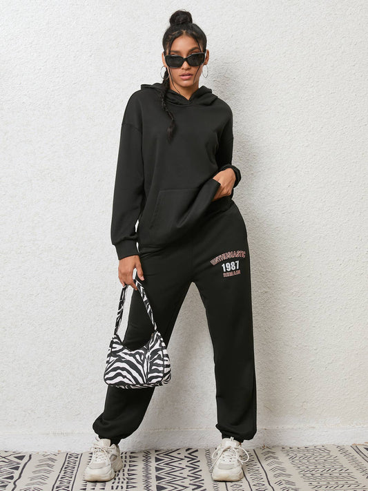 FLEECE HOODIE AND SWEATPANTS FASHION CASUAL SUIT