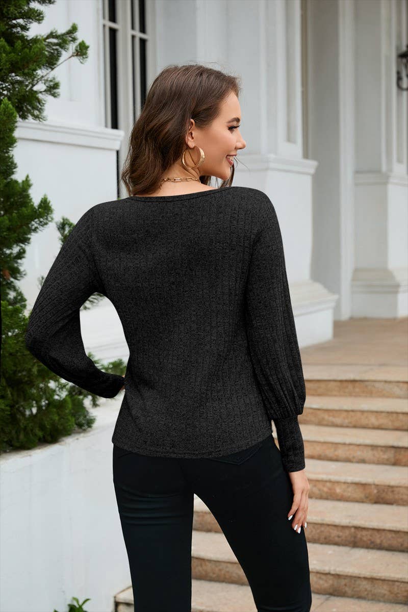 CWTBLL1628_ROUND NECK RIBBED BRUSHED STITCHING T-SHIRT