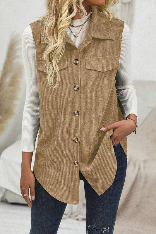 CWOV00142_CORDUROY LAPEL MID-LENGTH CASUAL VEST