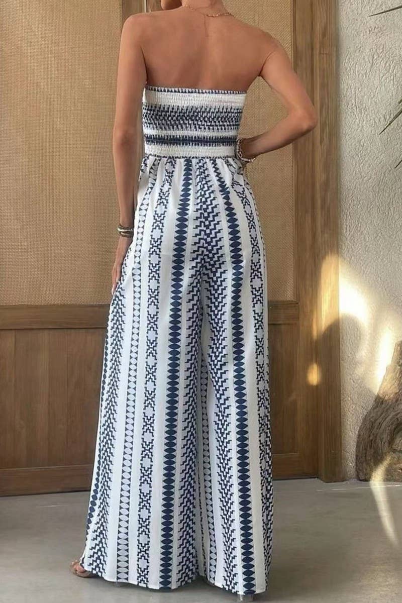 CWSJS1701_SEXY FLORAL STRAPLESS SLIT LEG JUMPSUIT