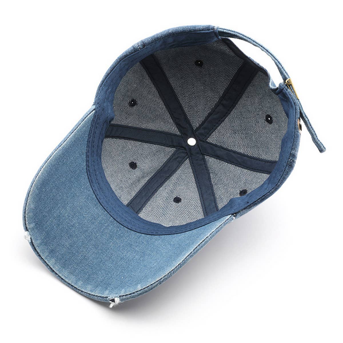 CWAH3212_VINTAGE DENIM RIPPED SUN VISOR BASEBALL CAP