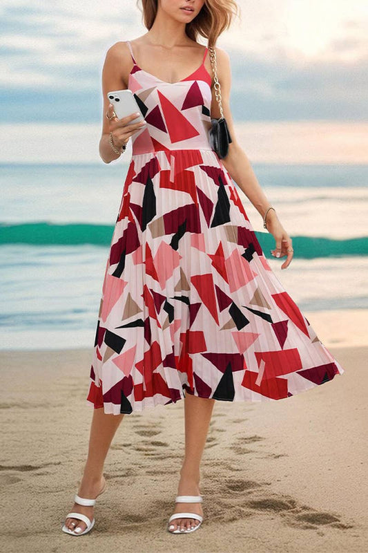 CWDHL0656_STRAPPY HOLIDAY GEOMETRIC PRINT MIDI DRESS