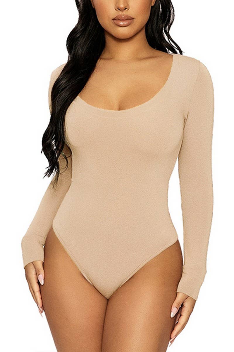 CWSBSL0156_SLIM FIT U-NECK LONG SLEEVE BODYSUIT