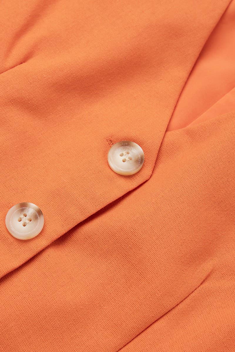 CWSS1136_SOLID LINEN VEST AND LONG A-LINE SKIRT SET