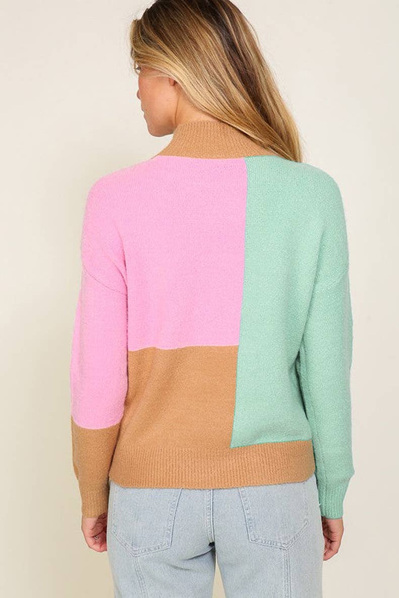 BAGGY CREW NECK STYLISH PATCHWORK PULLOVER