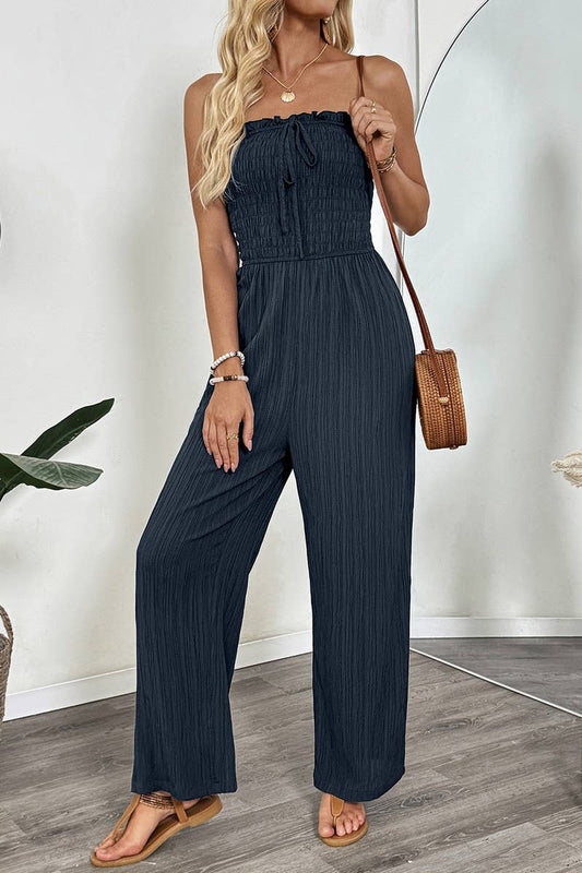 CWSJS1677_SOLID STRAPLESS STRAIGHT LEG TIE WAIST JUMPSUIT