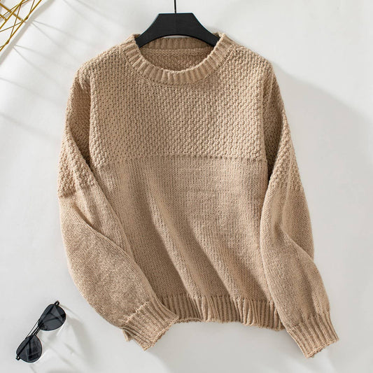 Casual crew-neck long-sleeved pullover sweater