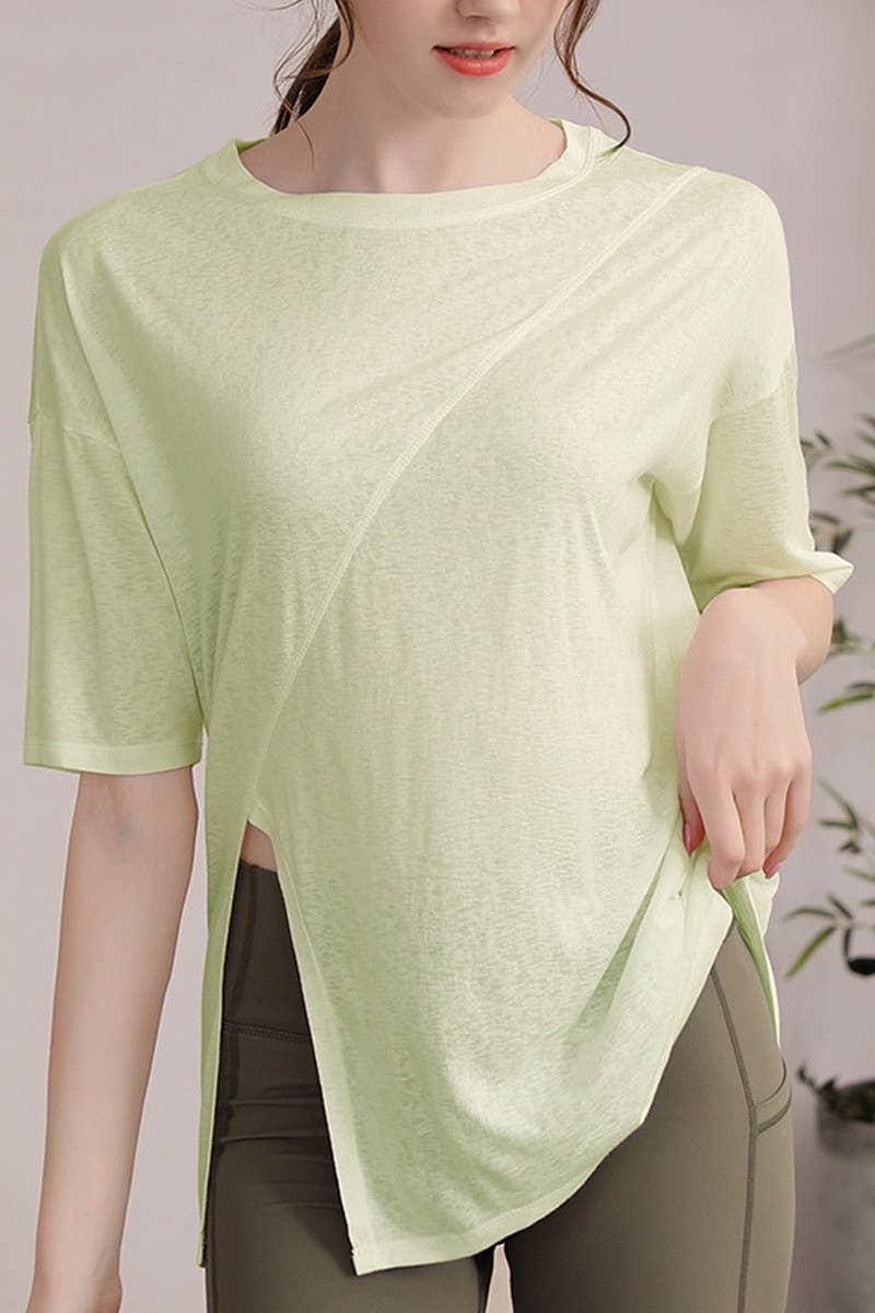 CWTSTS0393_ROUND NECK SHORT SLEEVE YOGA TOP