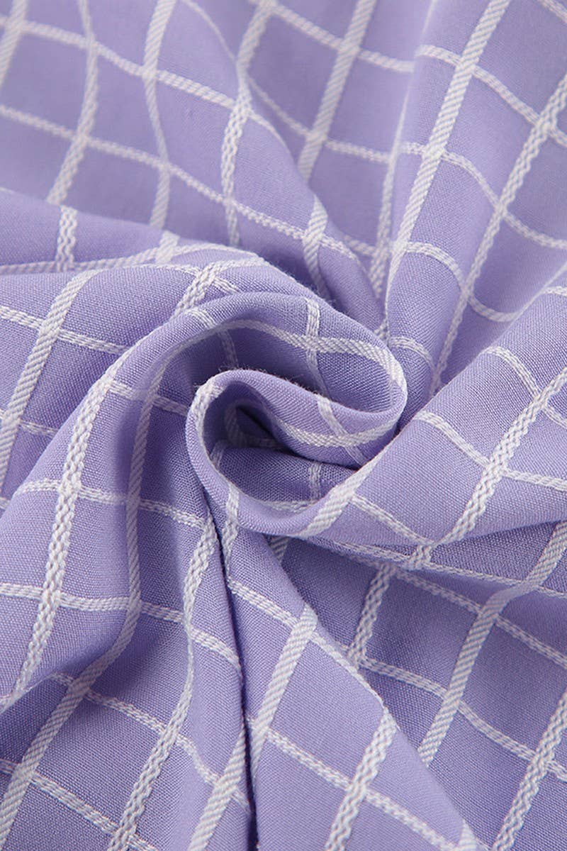 CWSPJ0308_PURPLE PLAID LONG SLEEVE LONG PANTS PAJAMA SET