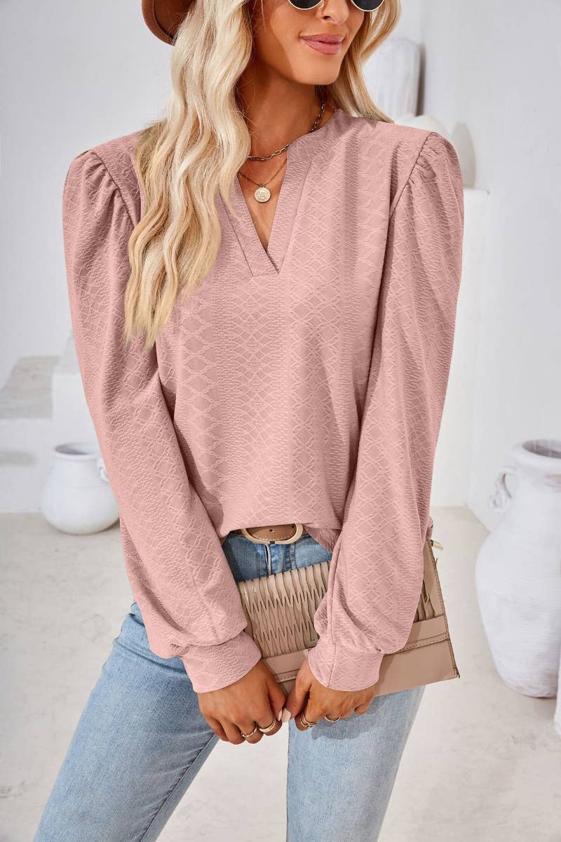 CWTBLL2687_FALL COMMUTER V-NECK LONG-SLEEVED TOP