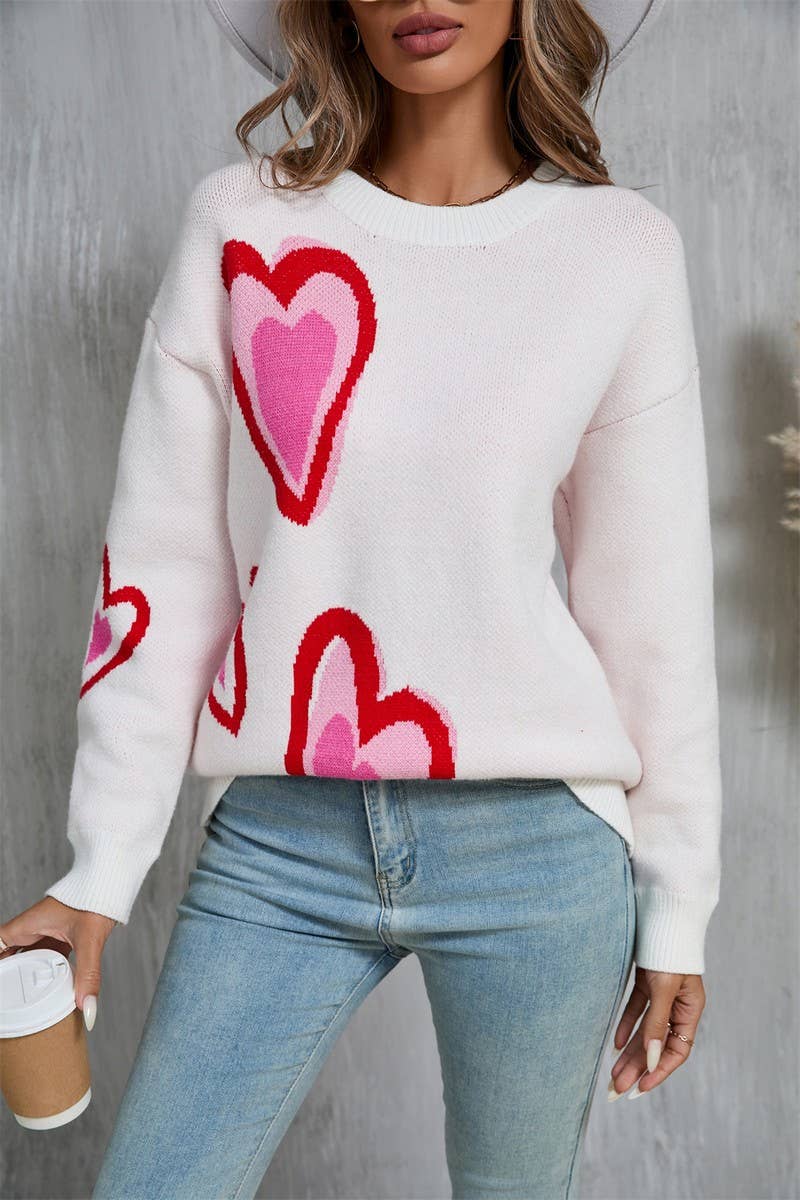 CWOSWL5781_VALENTINE'S DAY HEART PEACH SWEATER CARDIGAN