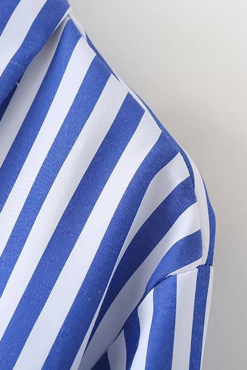 CWTSTL1523_LAPEL CASUAL LONG SLEEVE STRIPED SHIRT