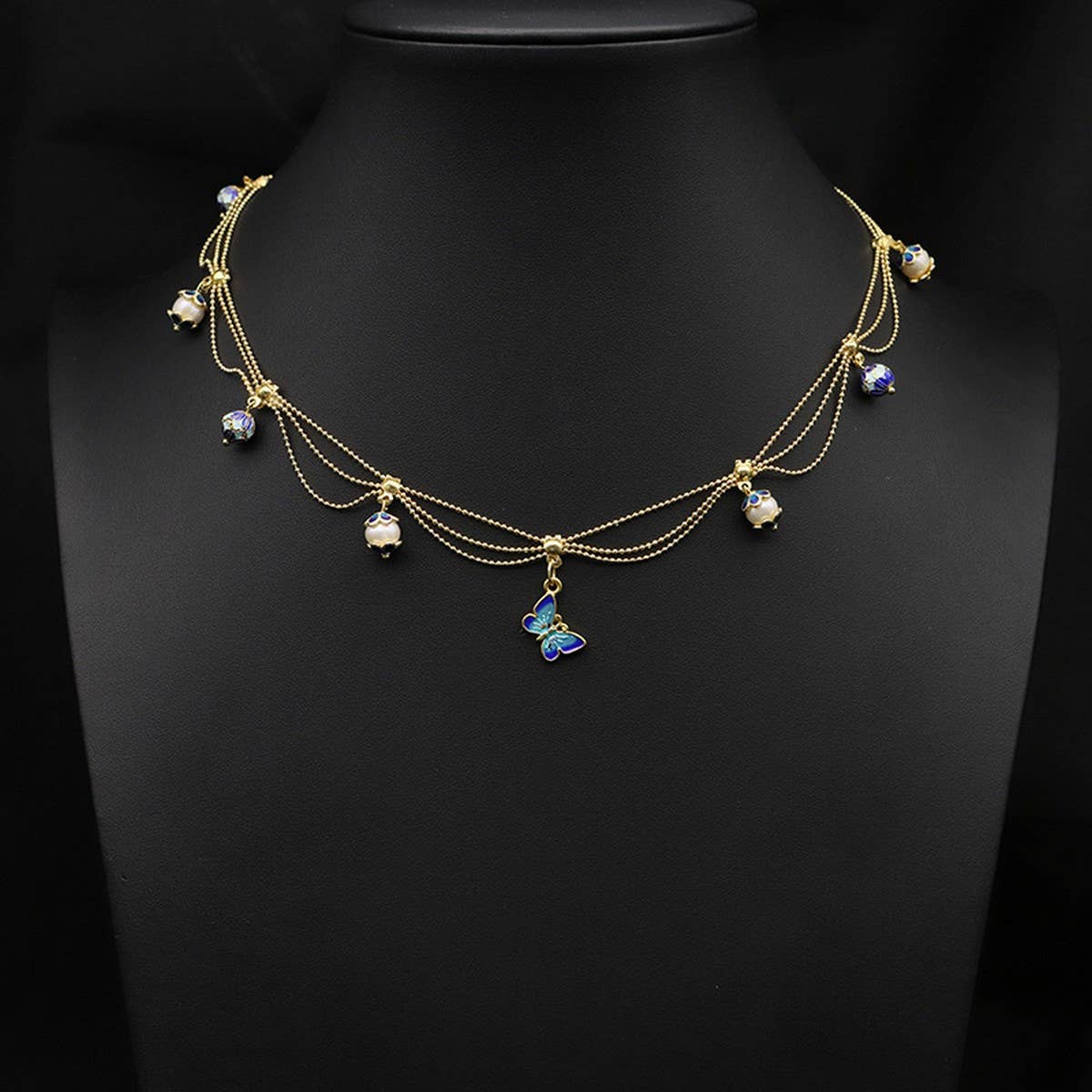WOMEN'S TASSEL BUTTERFLY NATURAL PEARL NECKLACE