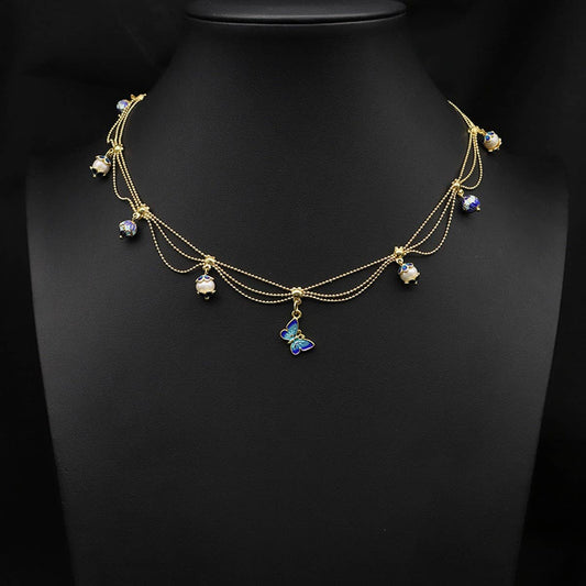 WOMEN'S TASSEL BUTTERFLY NATURAL PEARL NECKLACE