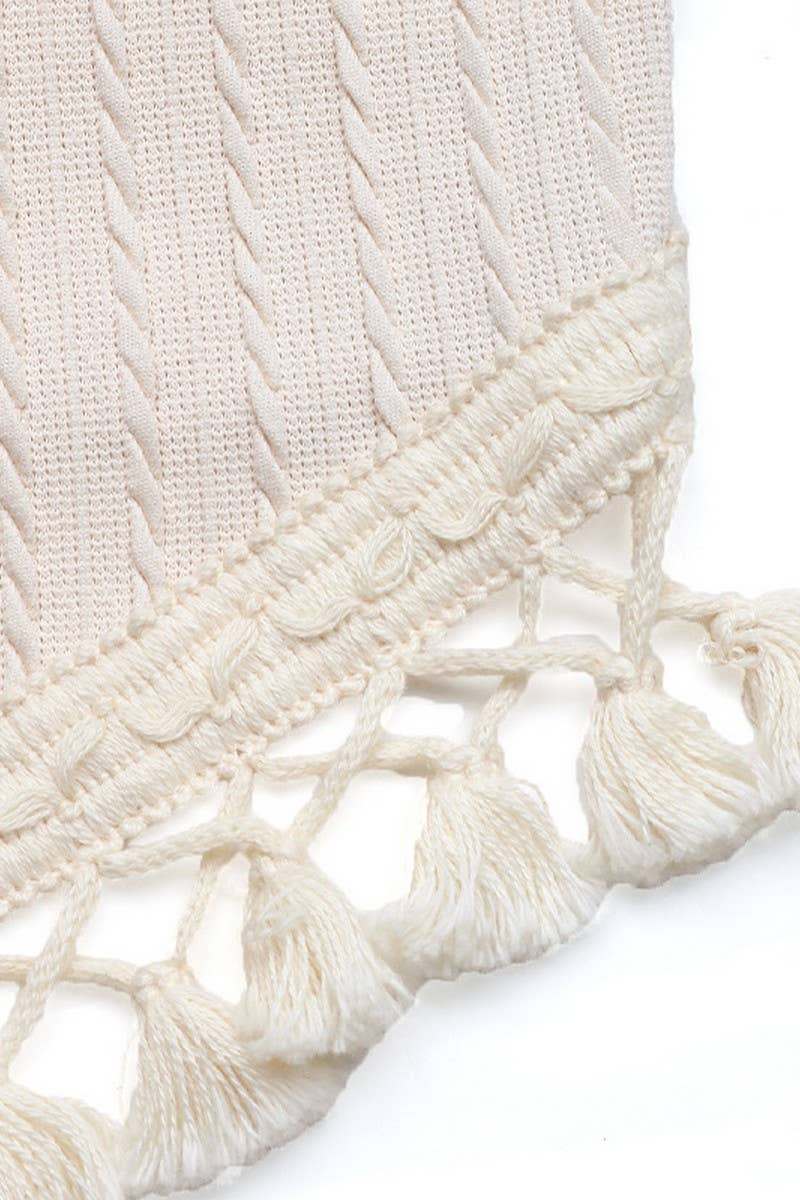 CWTHT0254_SOLID KNIT HALTER NECK FRINGE BOHO TANK TOP