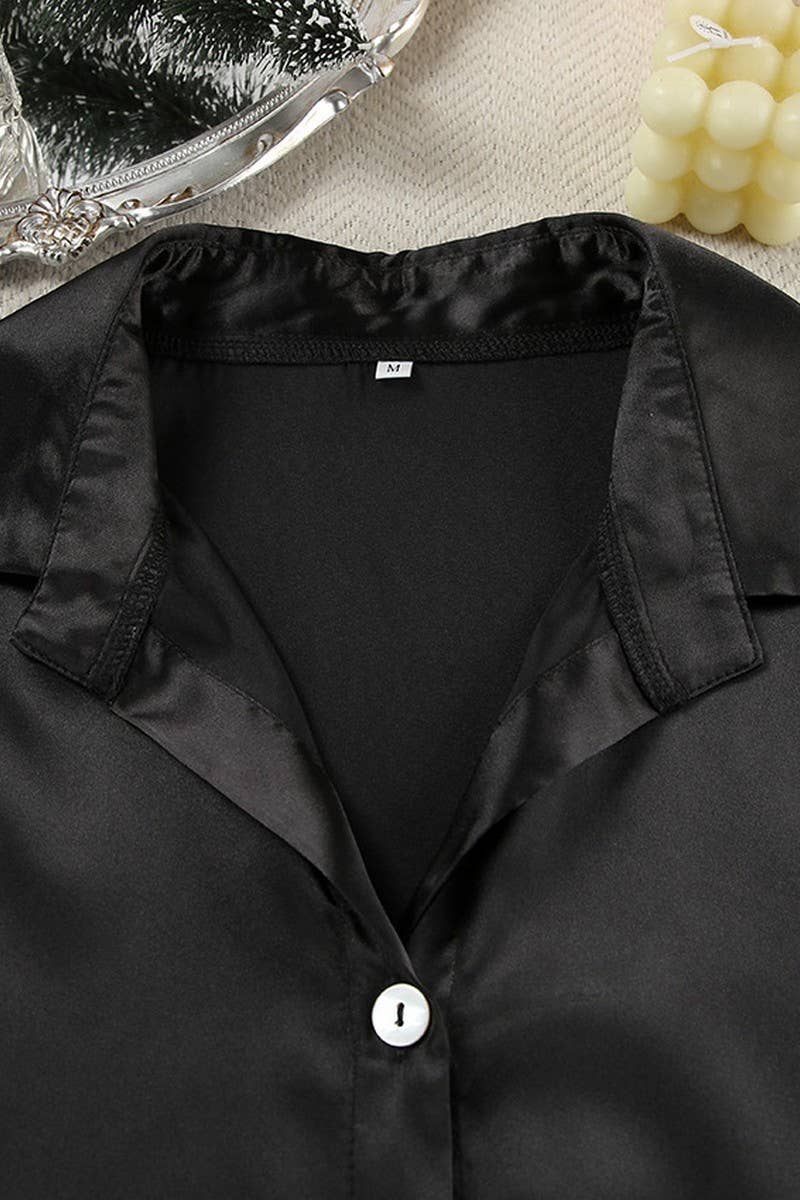 CWSPJ0320_SATIN STITCHING FEATHER PAJAMAS TWO-PIECE SET