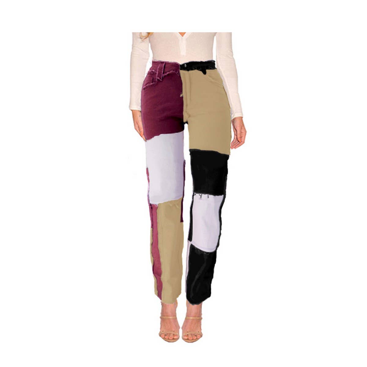 WOMENS DENIM PATCHWORK JEANS_CWJP0165