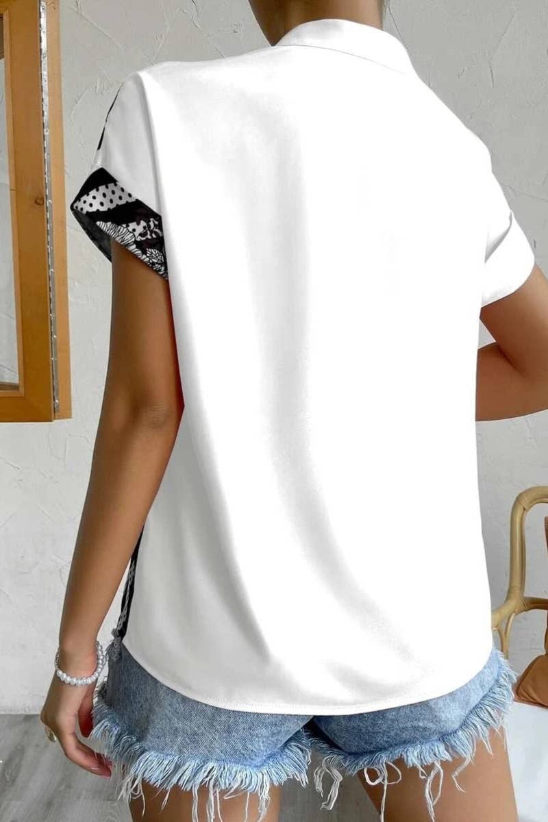 CWTSTS0460_SUMMER COLOR CONTRAST SHORT-SLEEVED SHIRT TOP