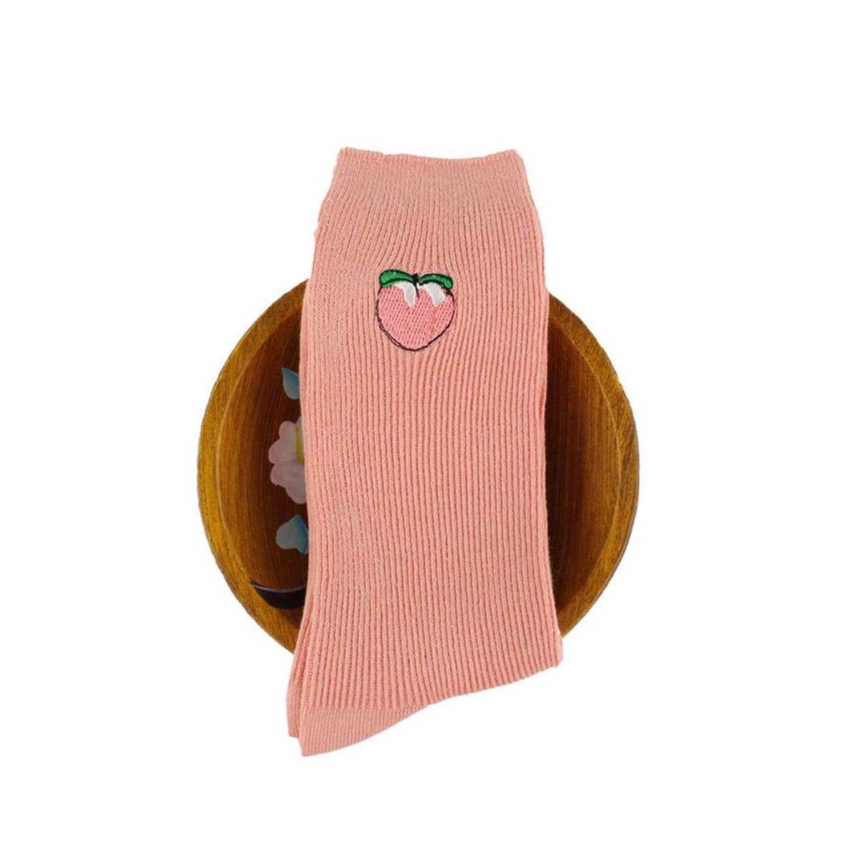 FRUIT EMBROIDERY PATTERN STOCKINGS CREW SOCKS_CWAH1116