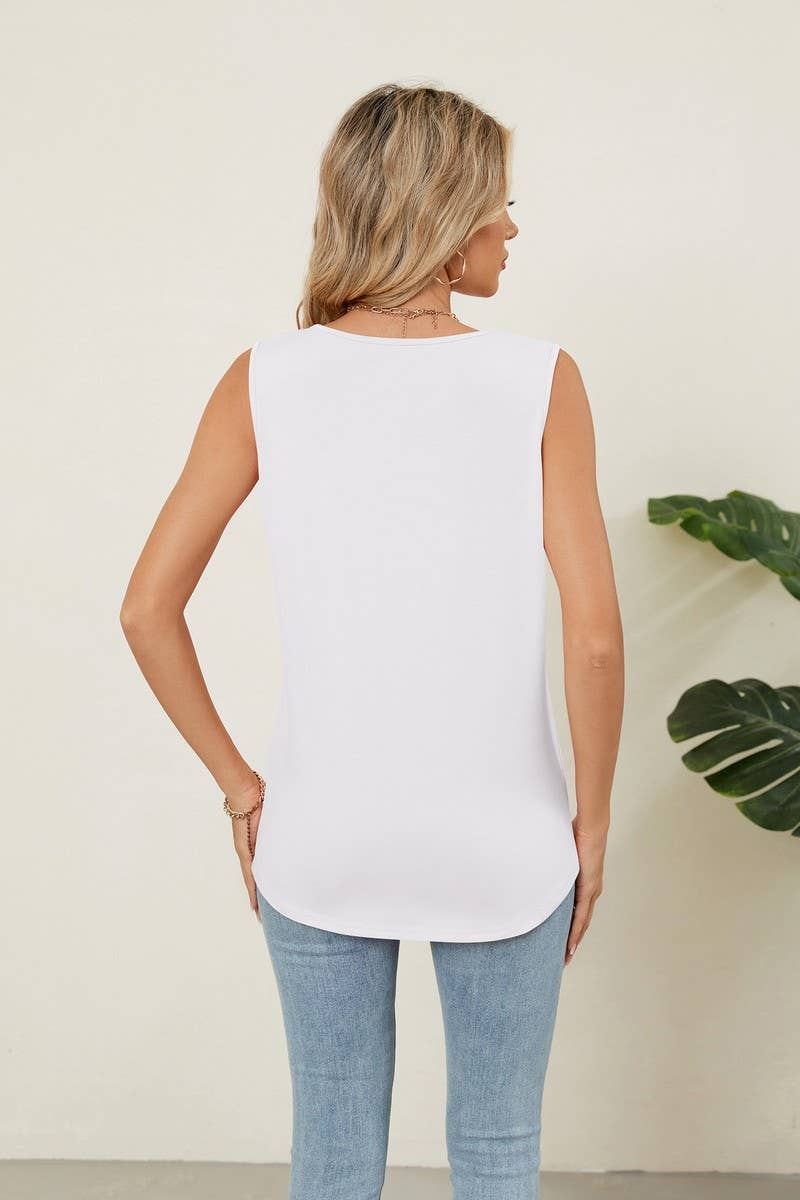 CWTTSL0296_SOLID COLOR ROUND NECK SLEEVELESS T-SHIRT VEST