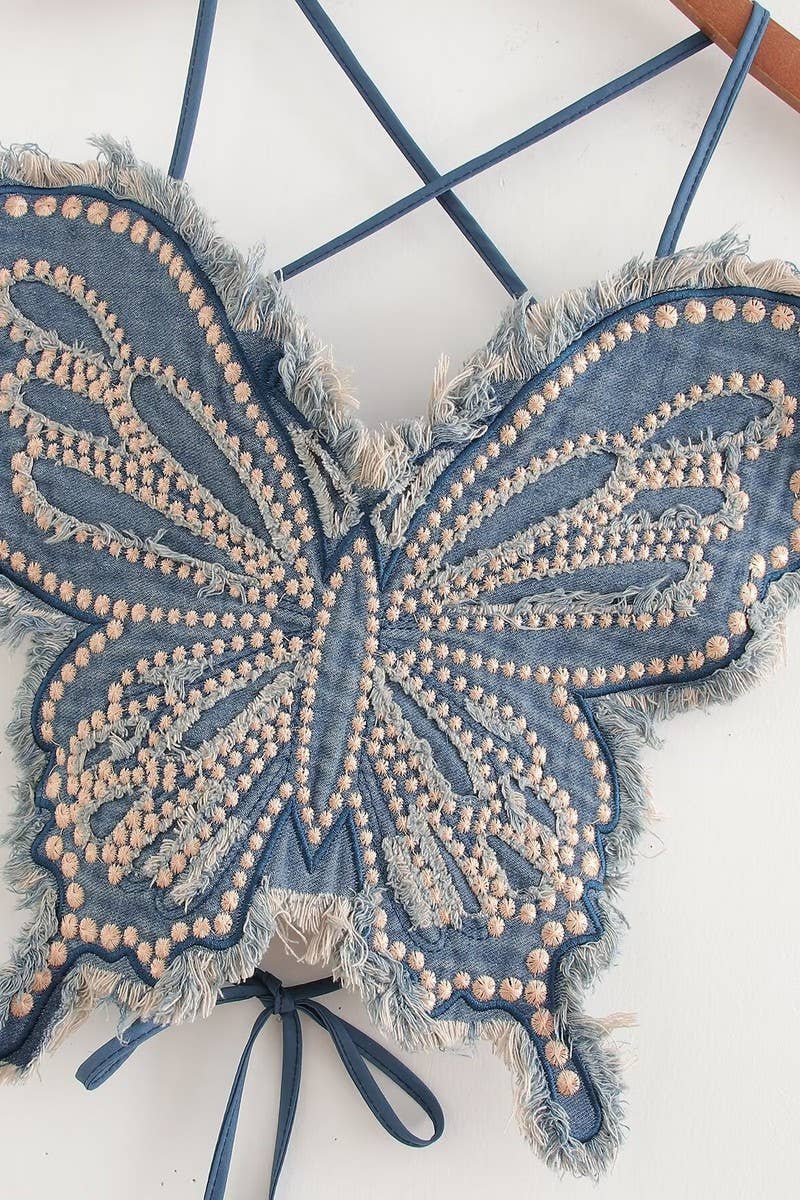 CWTTK0611_SEXY OPEN BACK DENIM EMBROIDERED CAMISOLE