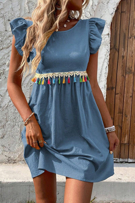 CWDSD8210_BOHEMIAN CASUAL HOLIDAY LACE PATCHWORK DRESS