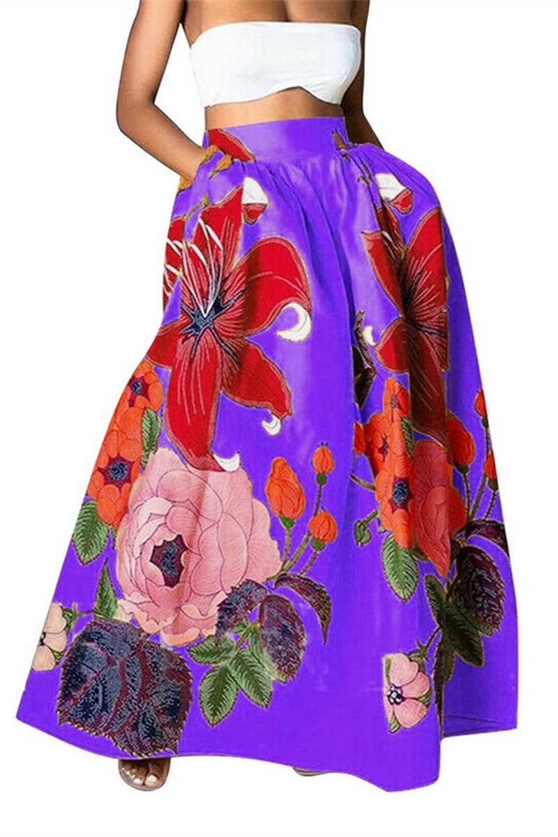 CWBLS0663_LOOSE HIGH WAIST HOLIDAY FLARED POCKET SKIRT