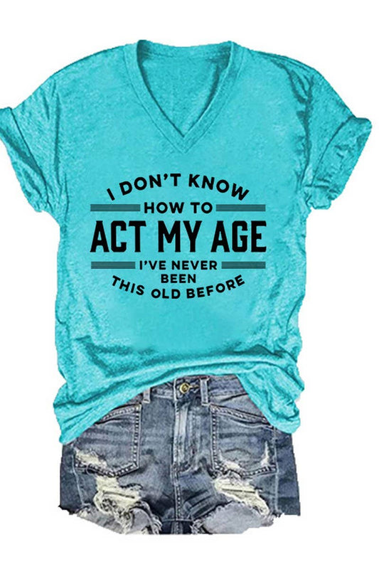 CWTTS1063_DOUBLE SIDED PRINTED V NECK SHORT SLEEVED T SHIRT