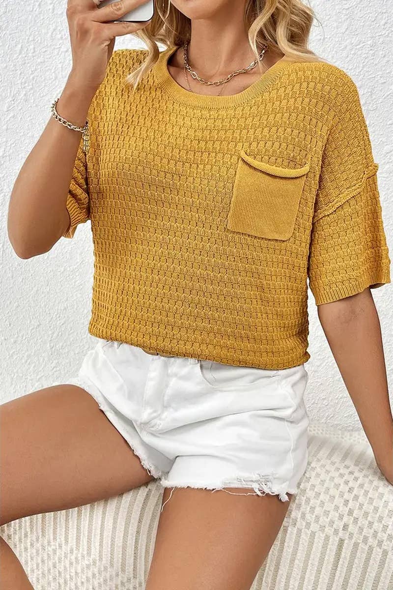 CWTTS1305_NEW SPRING AND SUMMER HOME SOLID COLOR SWEATERS