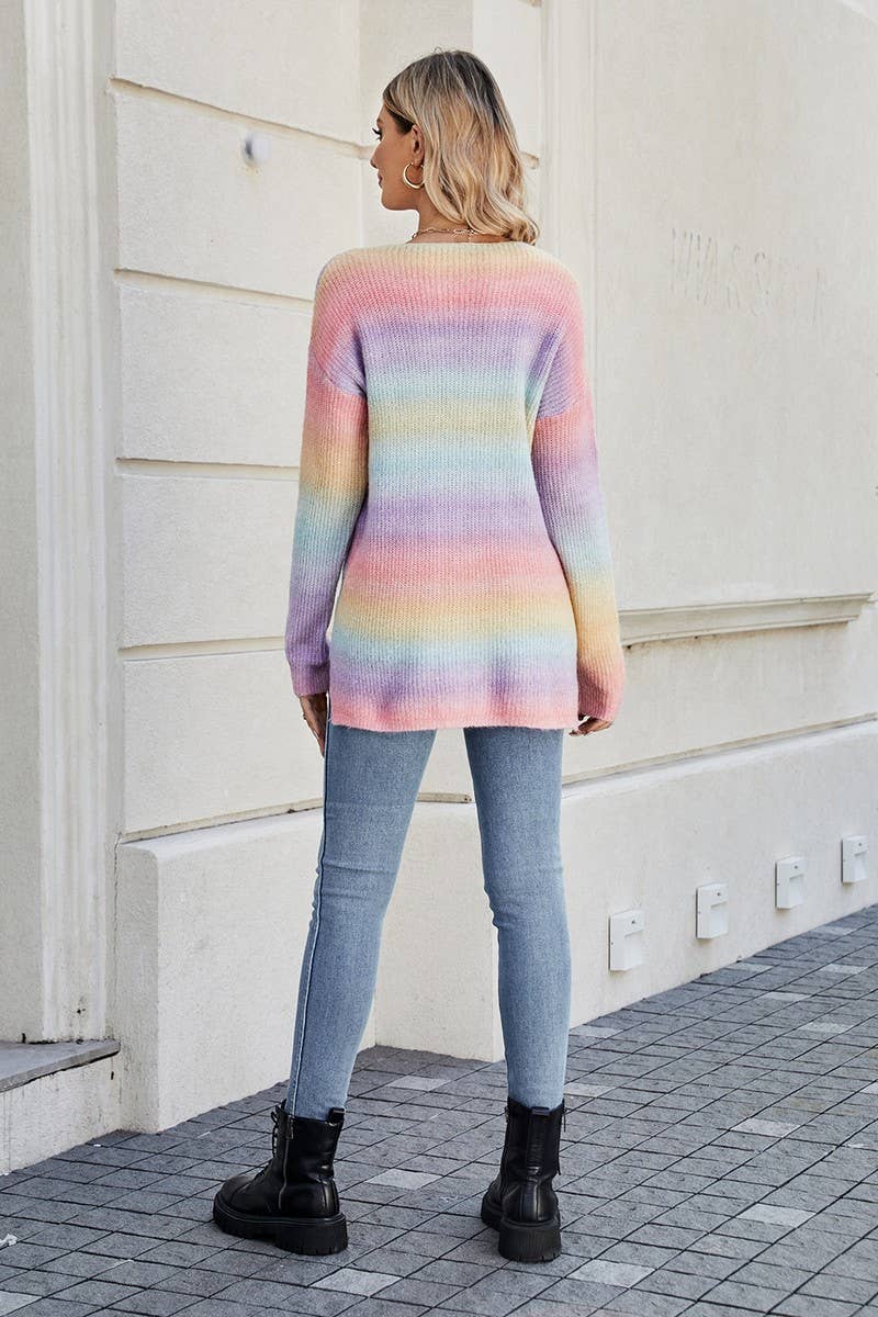 CWOSWL1698_V-neck Long Sleeve Pullover Sweater