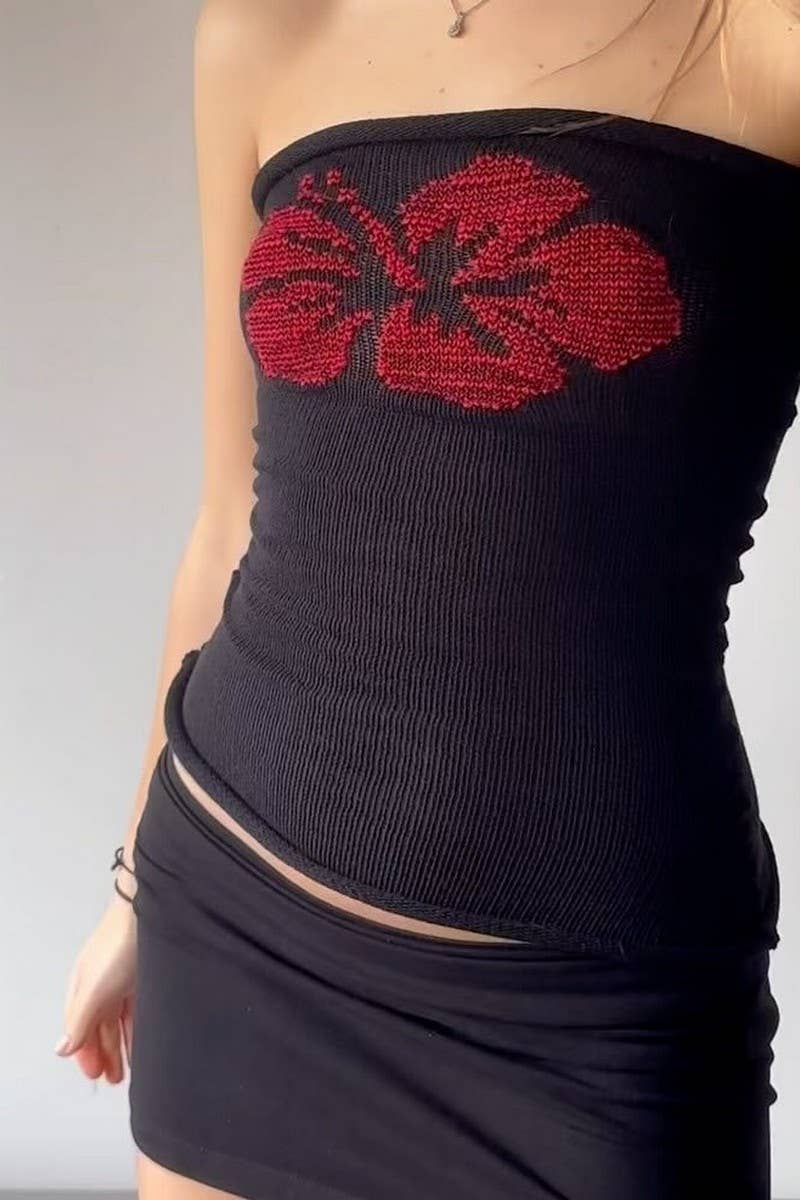 CWTTSL0363_SEXY HOT GIRL SLEEVELESS PRINTED KNIT TUBE TOP