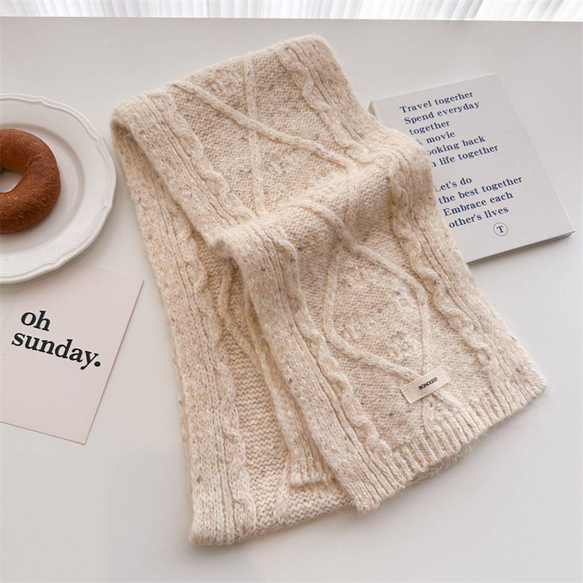Elegant Solid Wool Scarf Wrap for Fall Winter