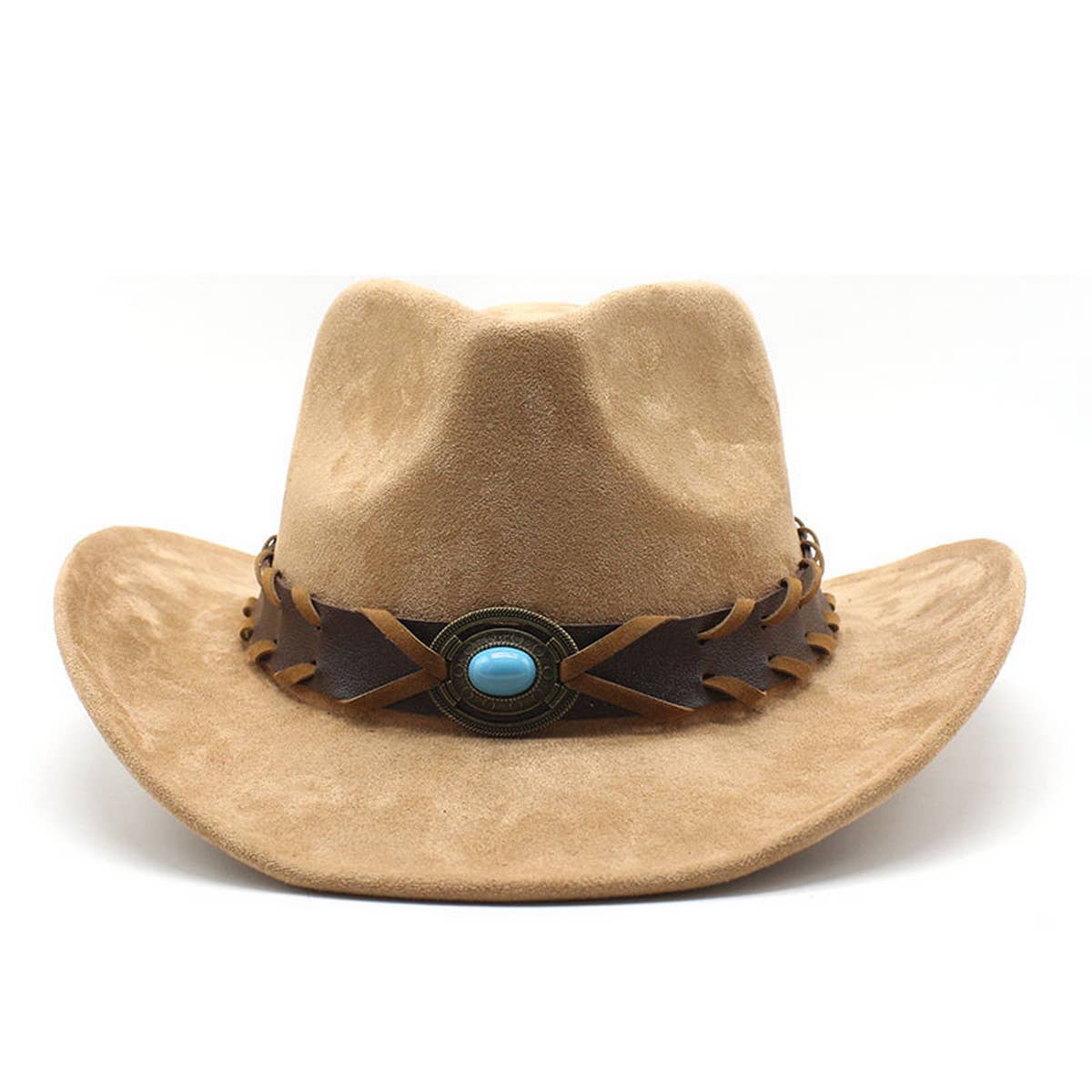 Ethnic Style Faux Suede Western Cowboy Felt Hat_CWAH0829