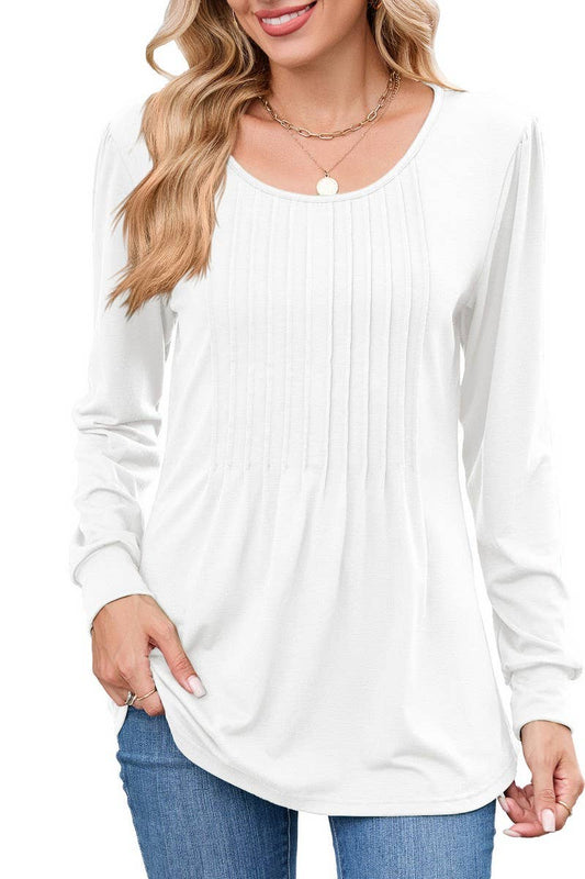 CWTBLL01305_CREW NECK SOLID RIBBED LONG SLEEVE CASUAL TEE